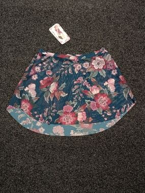 Eleve Dancewear Tulip Skirt Aspire Mesh Floral Ballet Skirt Teal & Pink Medium